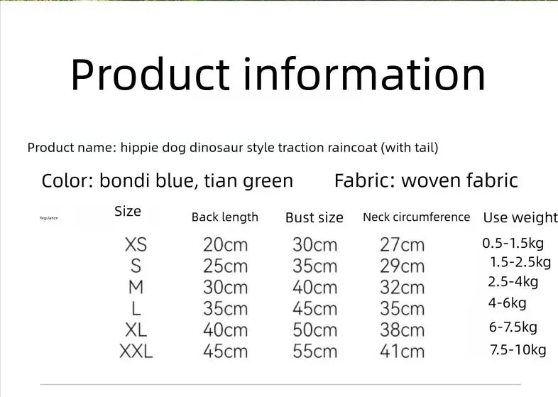 Small Dog Full-Body Raincoat with 4-Leg Coverage