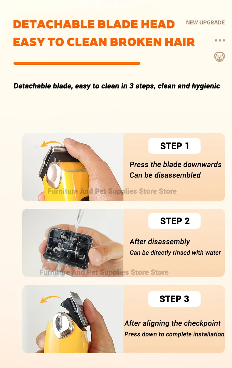 Professional Cordless Pet Grooming Clipper with LED Light and 6 Guide Combs
