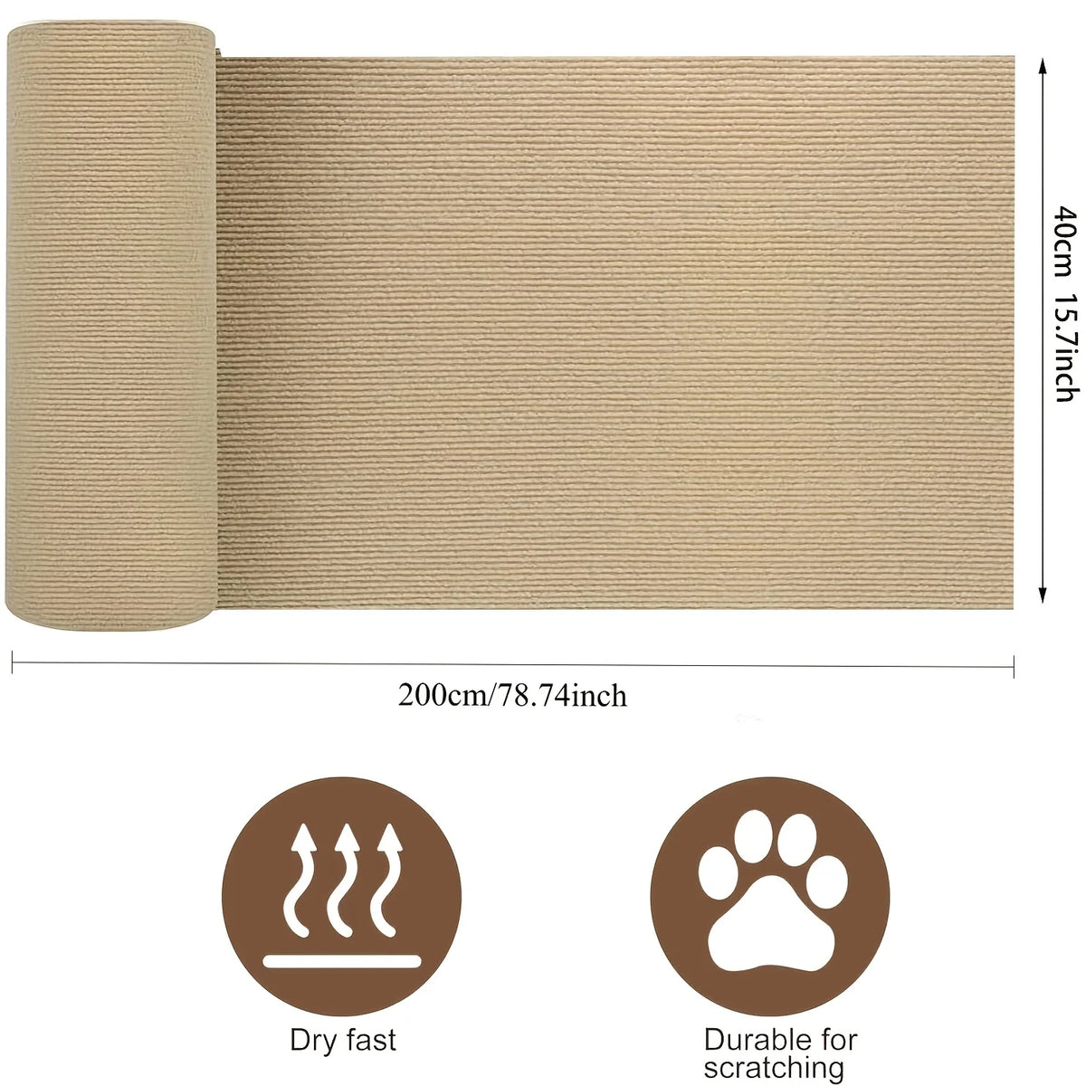 Roll of large gray self-adhesive sofa protector mat for cats, durable and dry fast.