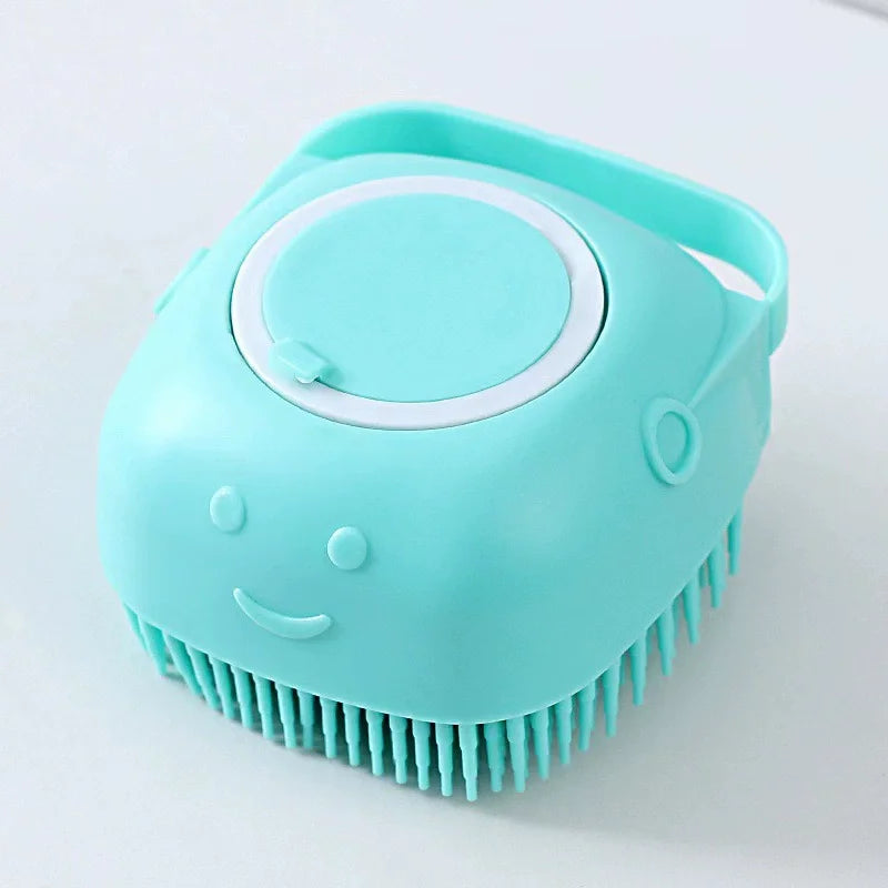 Silicone Pet Bath Massage Brush with Foam Dispenser