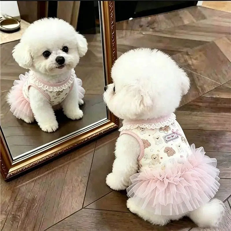 Cute Bow Pet Dress for Small Dogs – Breathable Summer Skirt