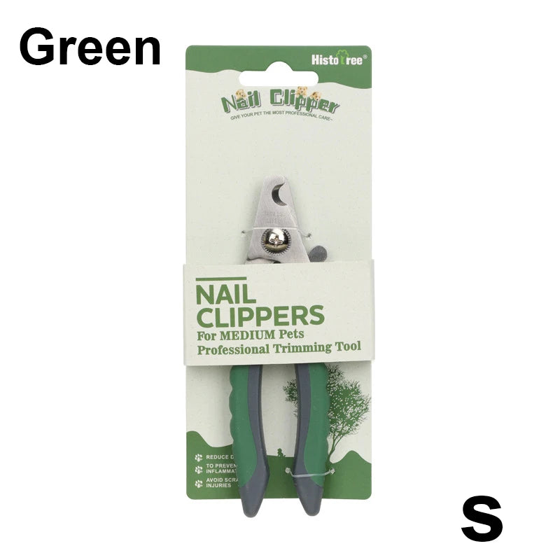 Green nail clippers for medium pets, featuring stainless steel blades.