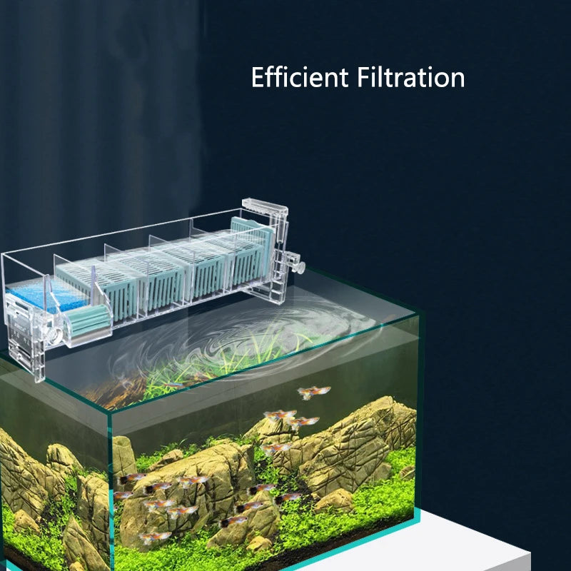 صندوق مرشح حوض السمك مثبت على الحائط مع مضخة مدمجة