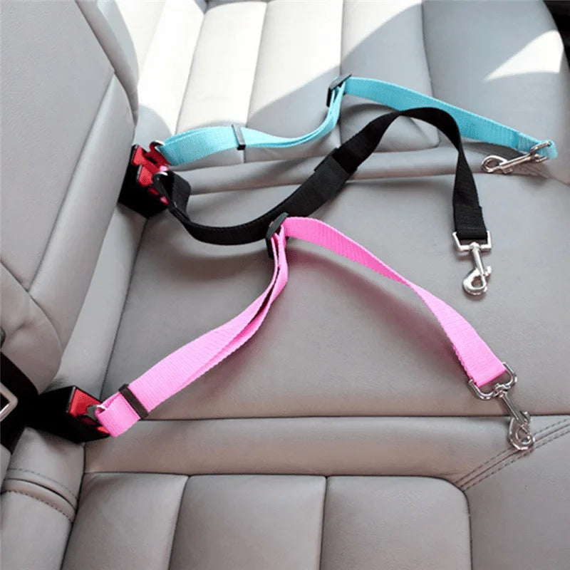 Retractable Dog Car Seatbelt Tether with Headrest Attachment