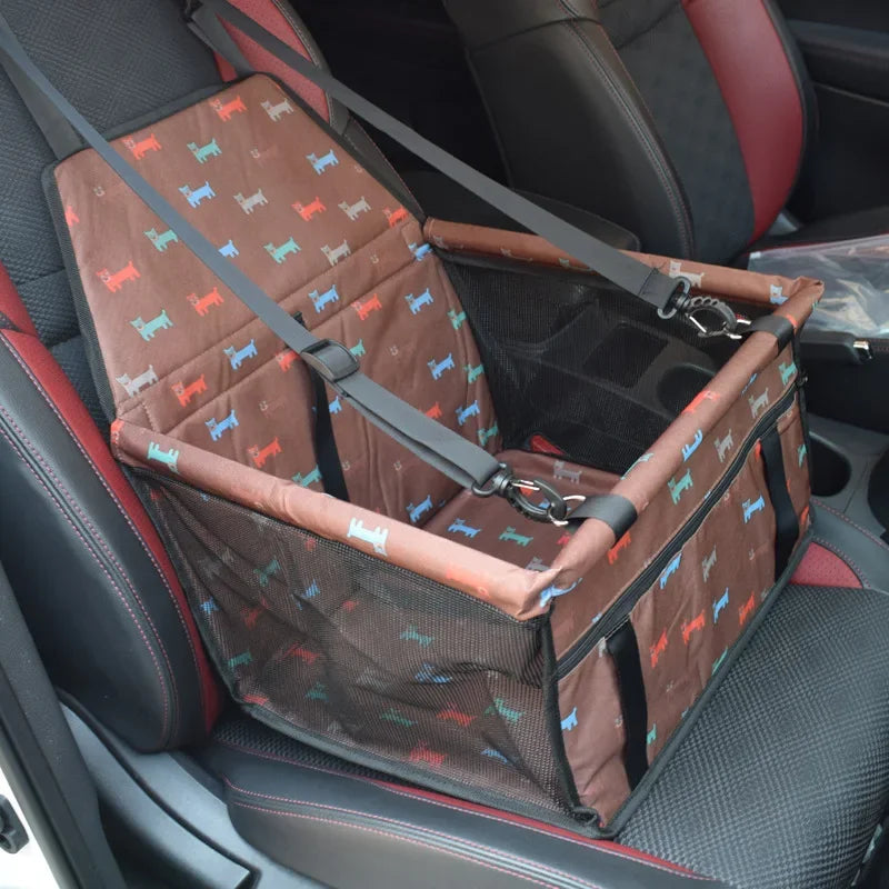 Double-Walled Pet Car Seat with Mesh Storage