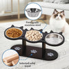 Elevated Cat Bowls with Silicone Mat - 15° Tilted Wooden Stand