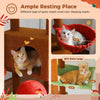 A multi-level cat tree featuring a climbing post, a sleeping condo, and a hammock for cats.