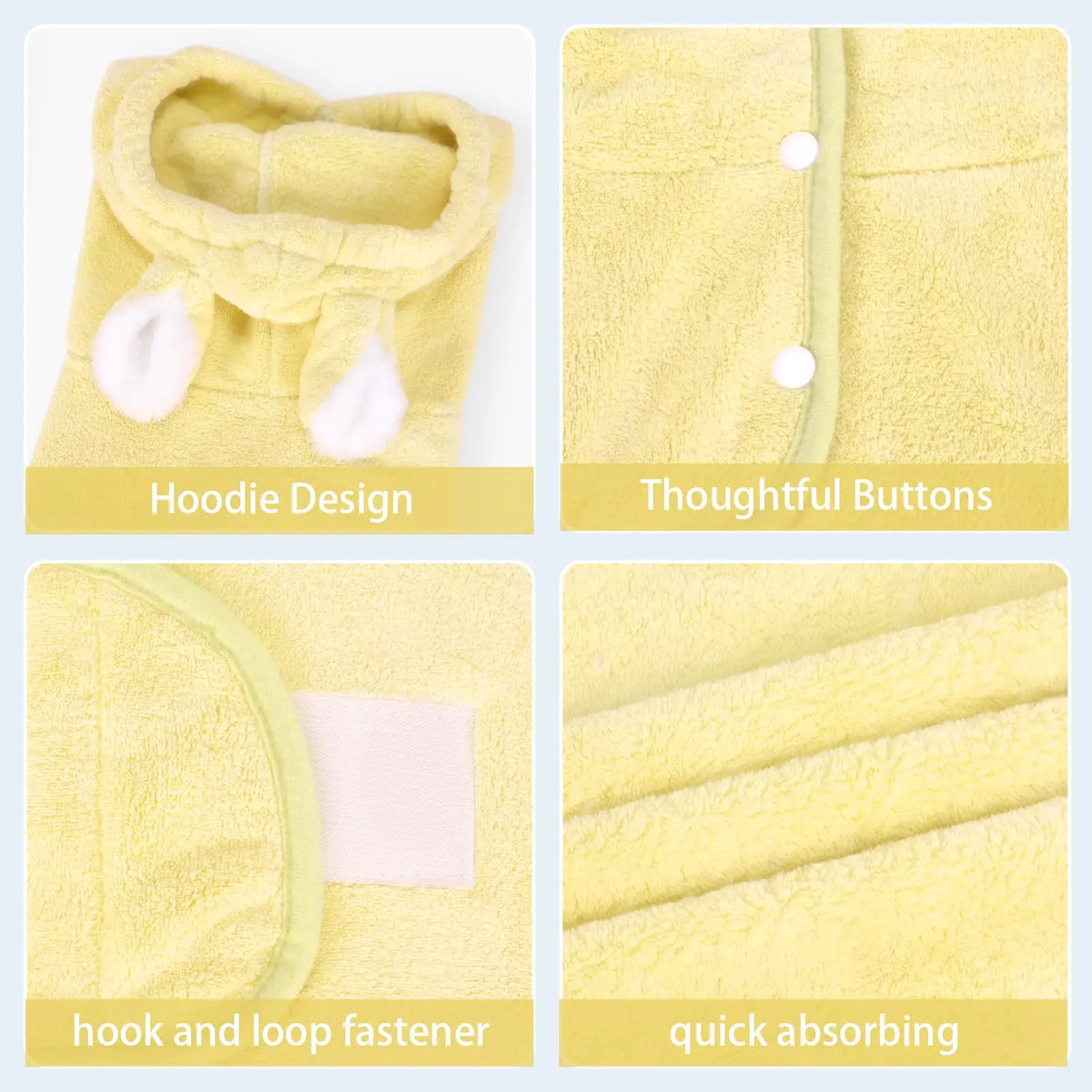 Adjustable Hooded Pet Bathrobe – Quick-Dry Microfiber Dog & Cat Towel