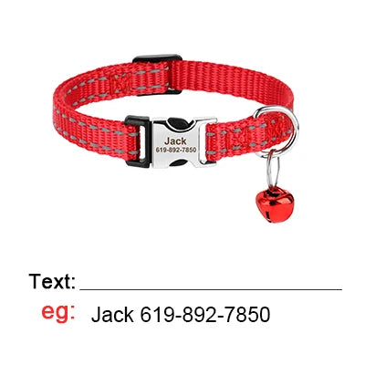 Reflektierendes Nylon-Hundehalsband mit Glocke und Namensschild