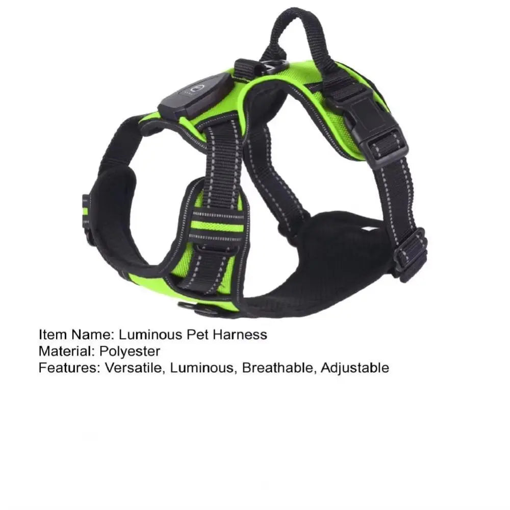 Rechargeable LED Dog Harness with Reflective Strips