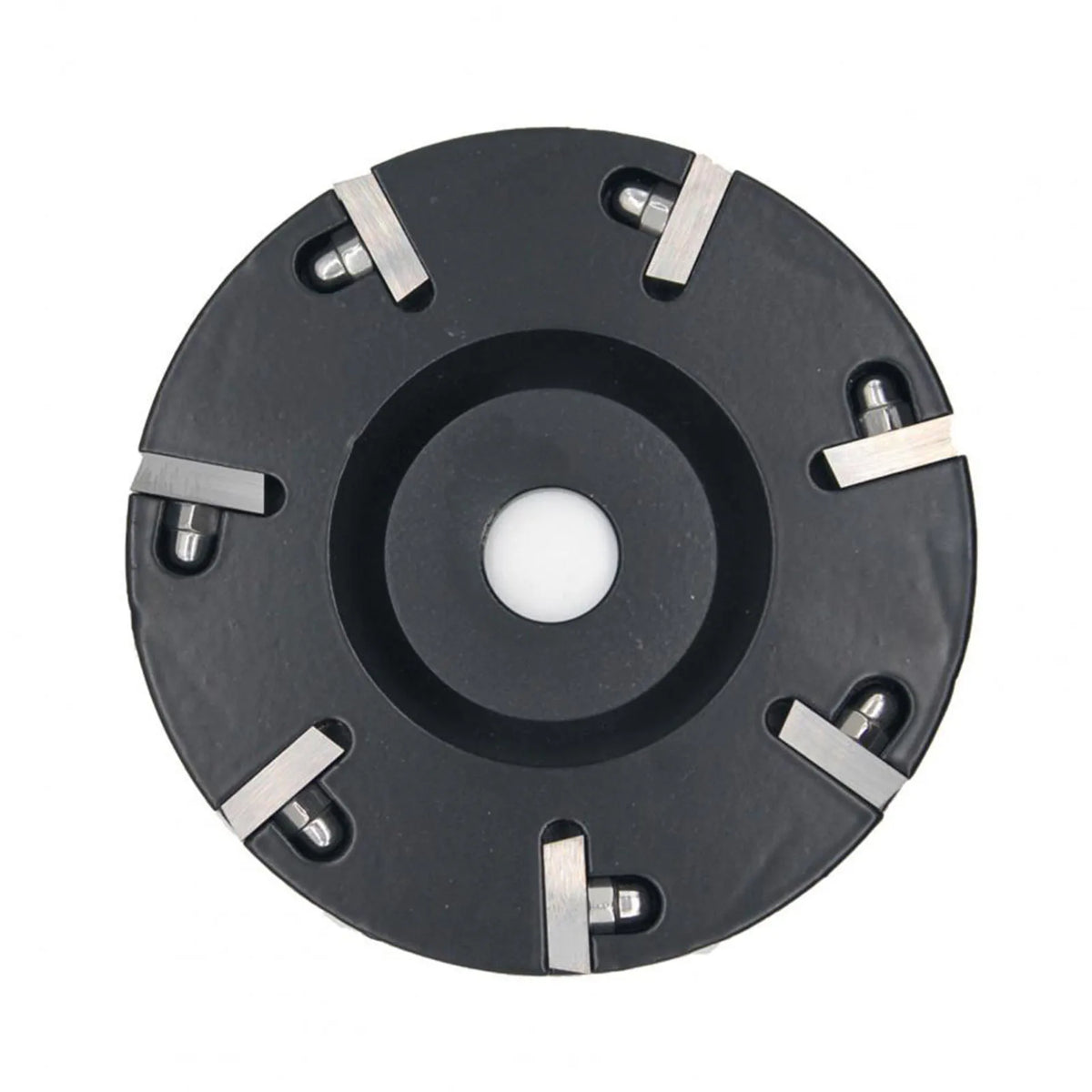 Disco profesional para recortar cascos de caballo negro con seis remaches de montaje plateados.