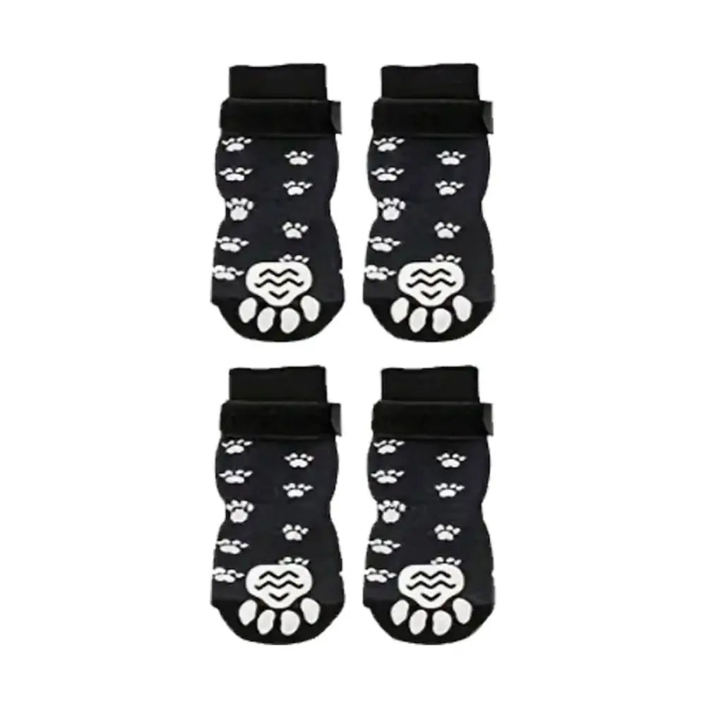 Breathable Anti-Slip Dog Socks with Paw Print Design (4-Pack)