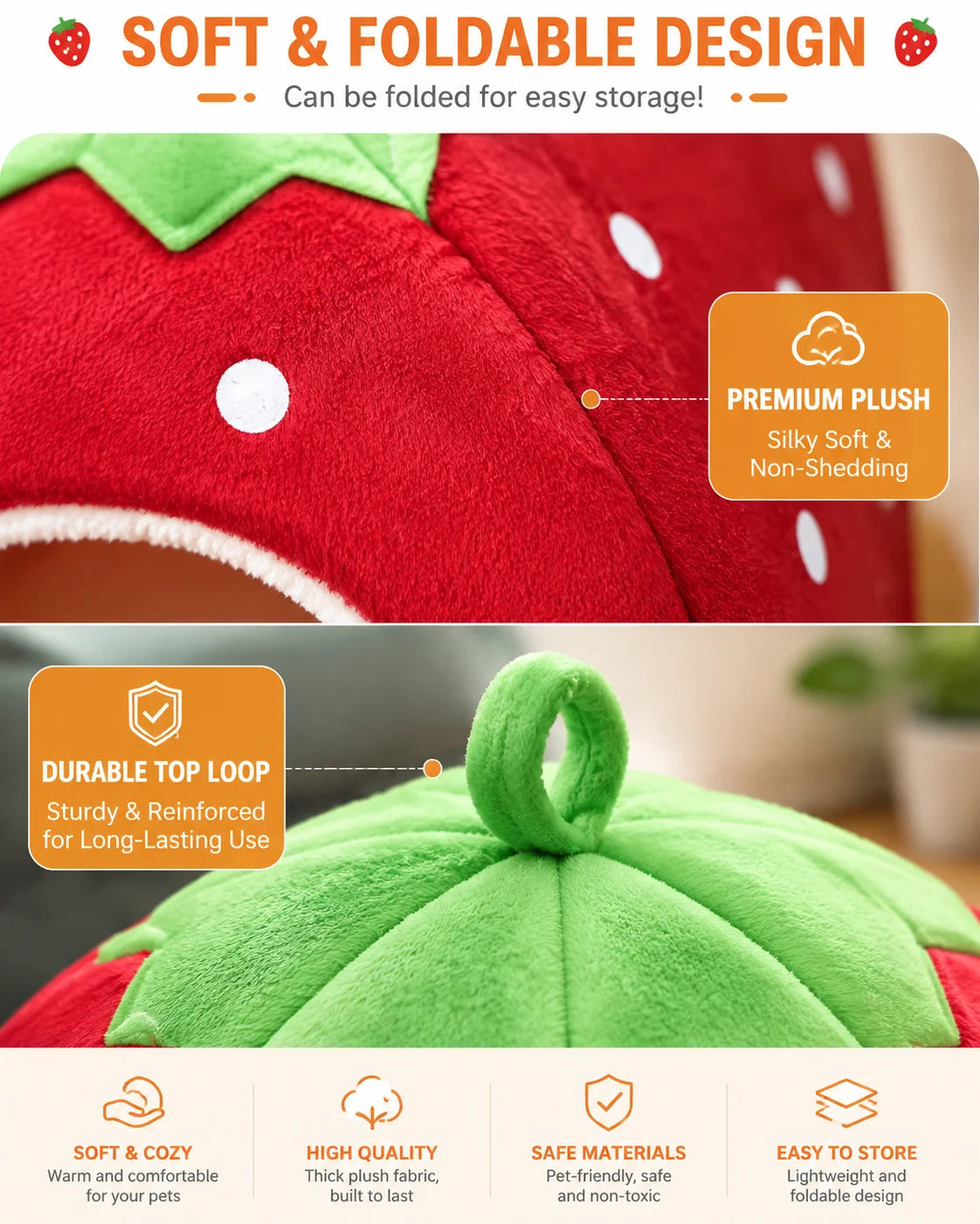 Strawberry Hideaway House and Hay Feeder Set for Small Pets