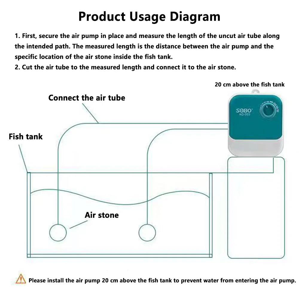 Adjustable Aquarium Air Pump with Powerful Oxygen Output