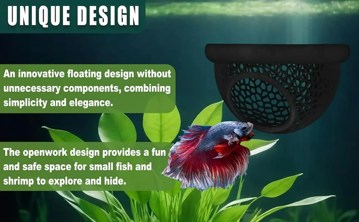 3-in-1 Floating Cave, Hammock, and Feeding Ring for Betta Fish and Shrimp