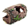 Rustic Resin Barrel Aquarium Ornament with Moss Accents