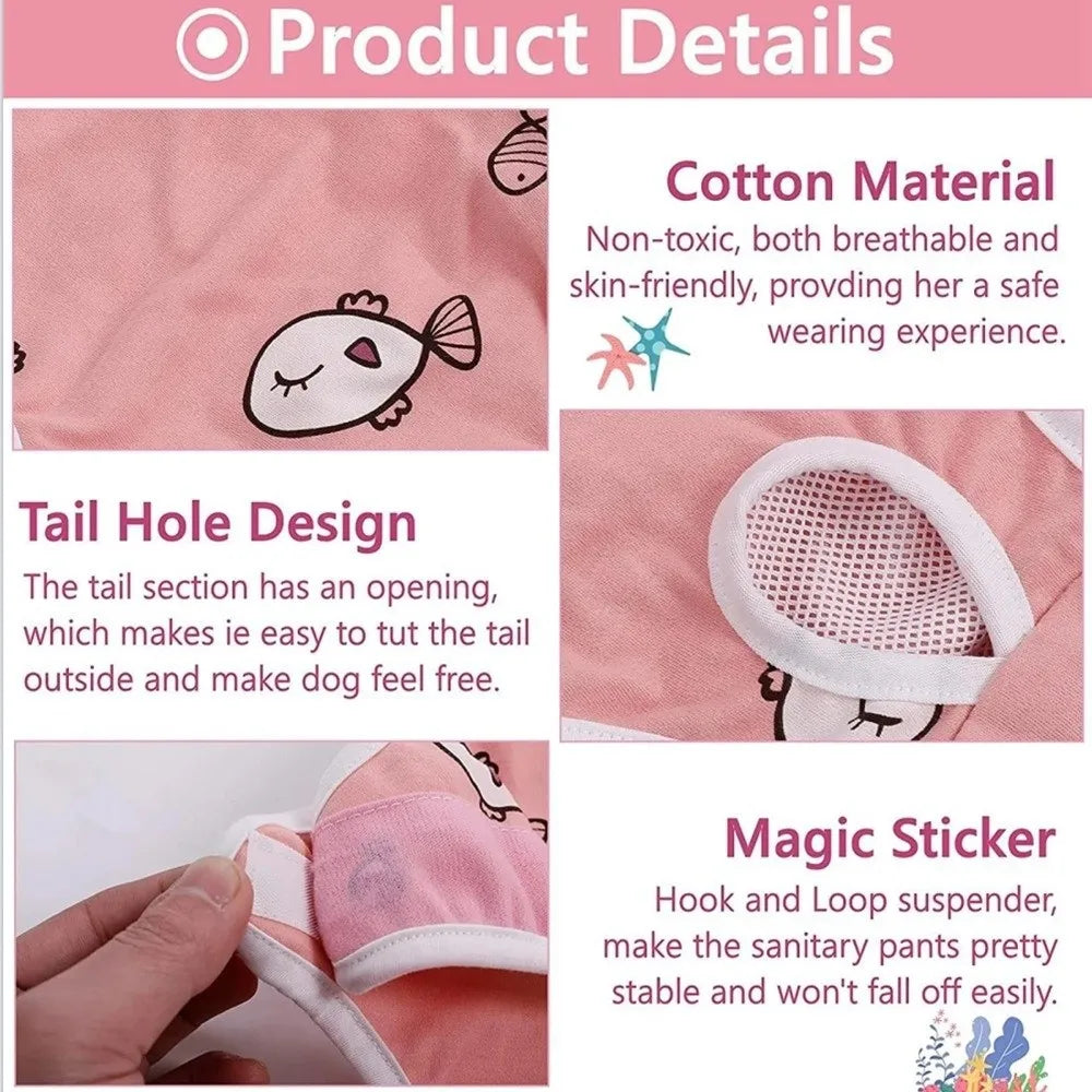 Adjustable Washable Dog Sanitary Pants with Shoulder Straps