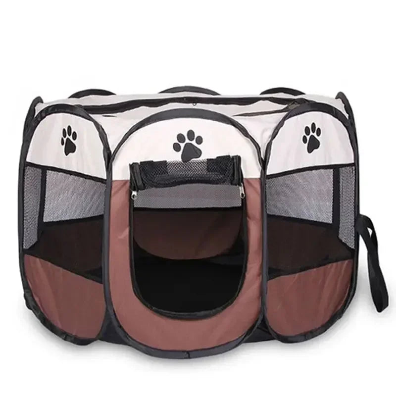 Foldable Oxford Cloth Pet Playpen with Mesh Roof