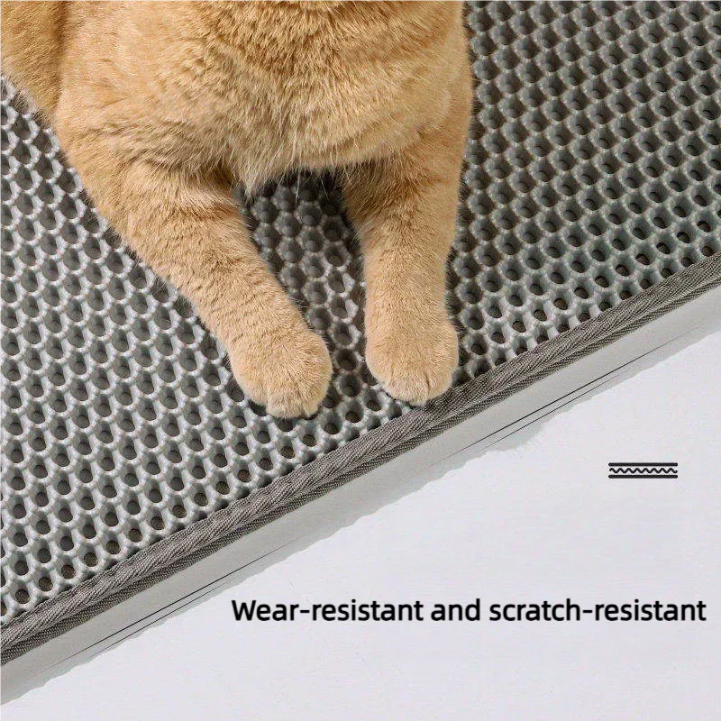 Double-Layer Waterproof Cat Litter Mat with Honeycomb Design