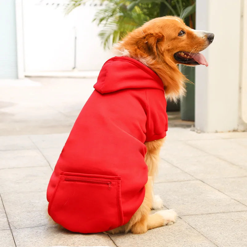 Sudadera de Fleece para Perro Grande con Capucha y Bolsillo con Cremallera