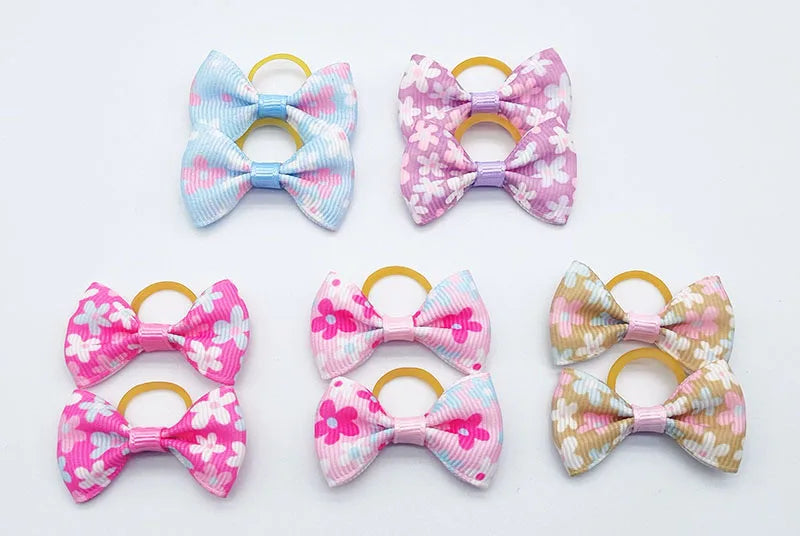 Pet Hair Bows with Elastic Bands (100-Pack)