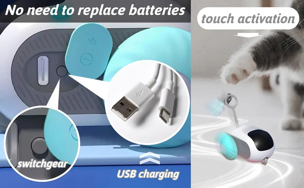 Interactive Smart Cat Toy Car with Remote Control