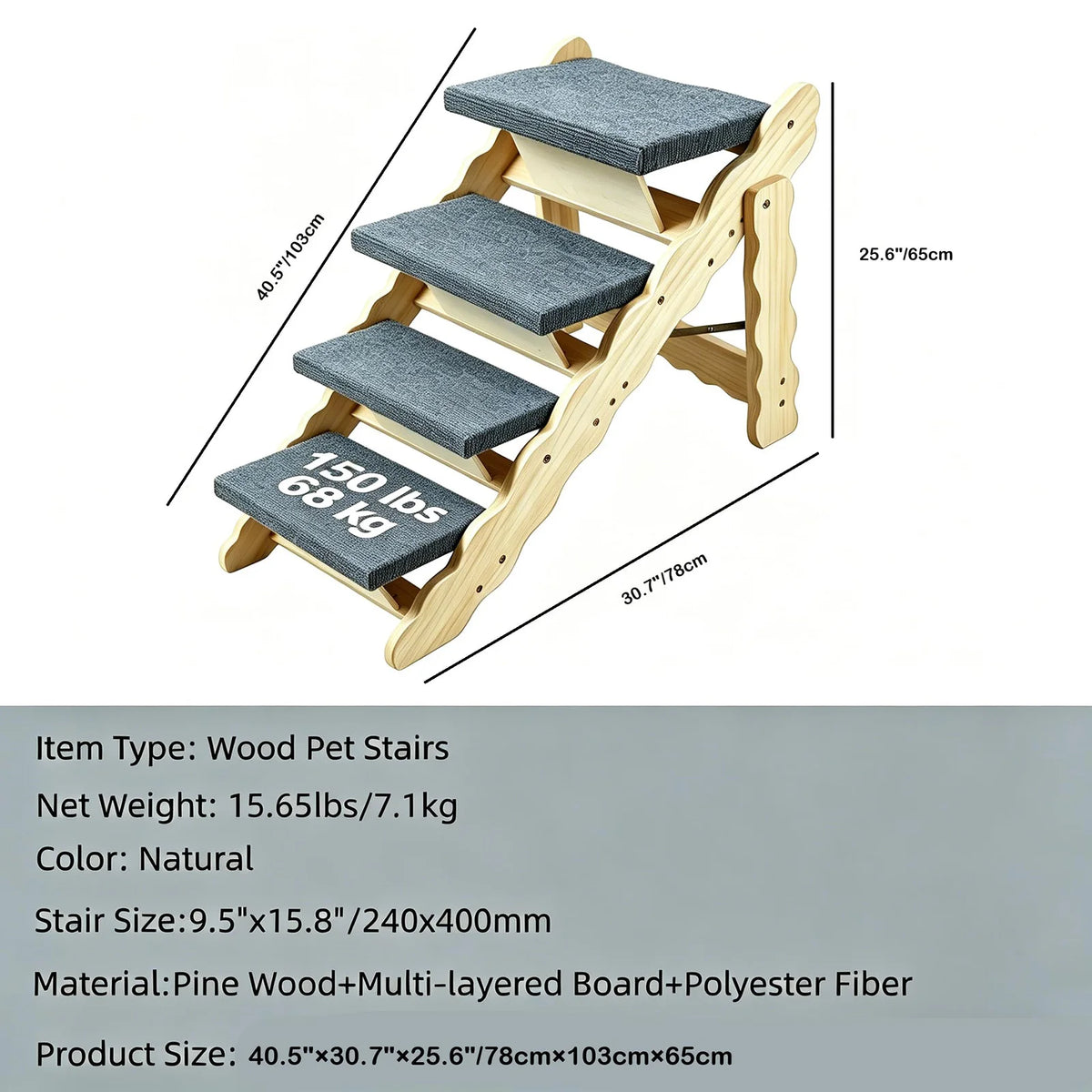 2-in-1 Wooden Pet Stairs and Dog Ramp