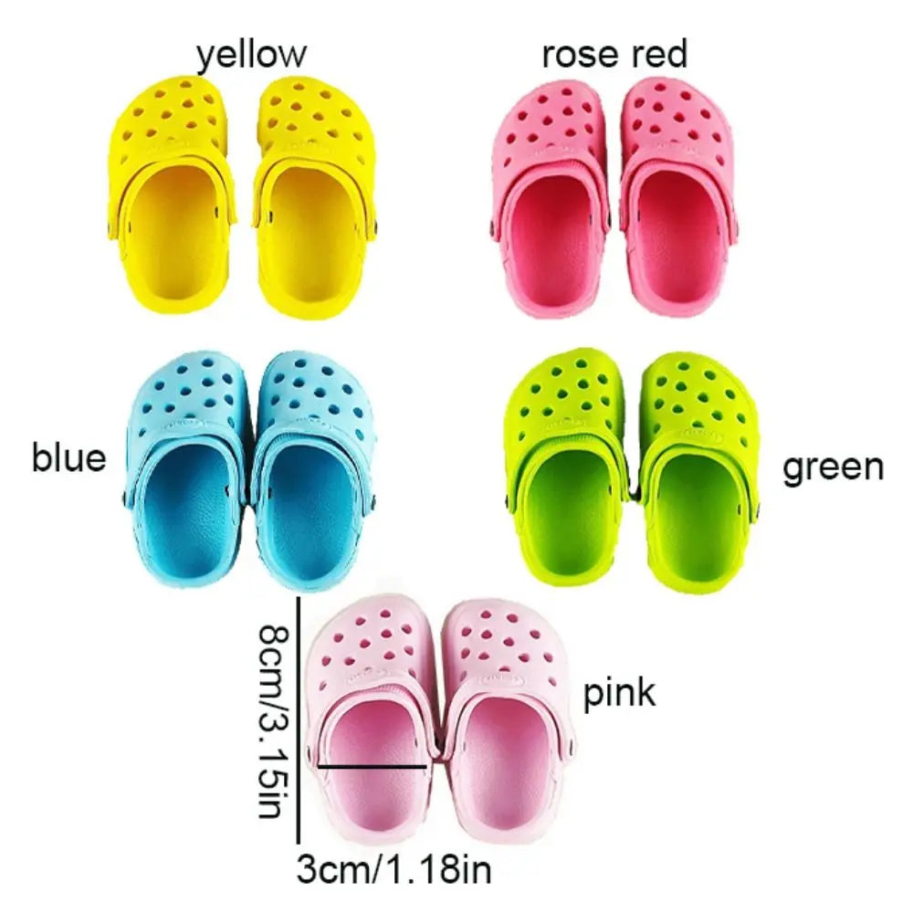 A collection of colorful non-slip pet sandals for dogs in yellow, rose red, blue, green, and pink.