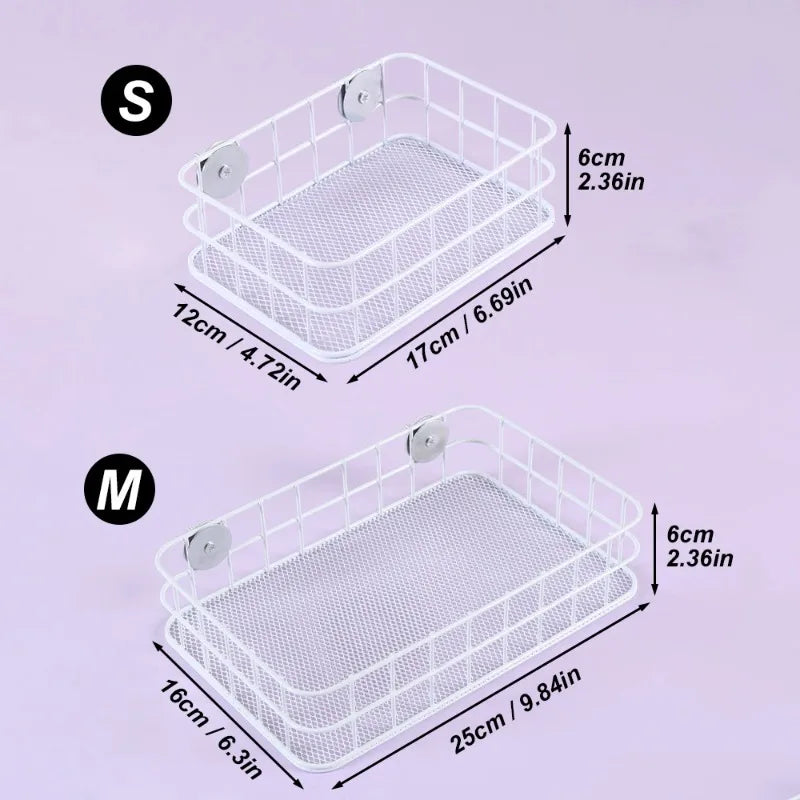 Two sizes of white mesh parrot nest beds, small (S) and medium (M), shown with dimensions.