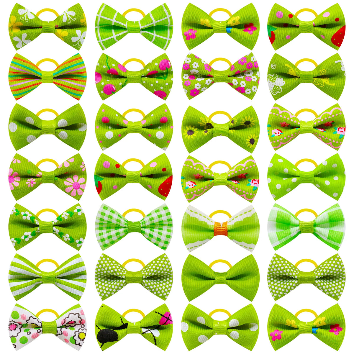 Pet Hair Bows with Rubber Bands - Assorted Styles for Small Dogs and Cats