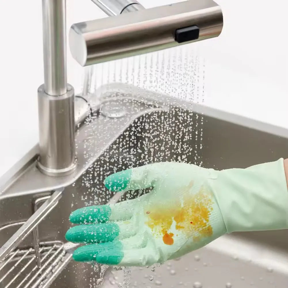 Anti-Slip Silicone Dishwashing Gloves for Household Cleaning