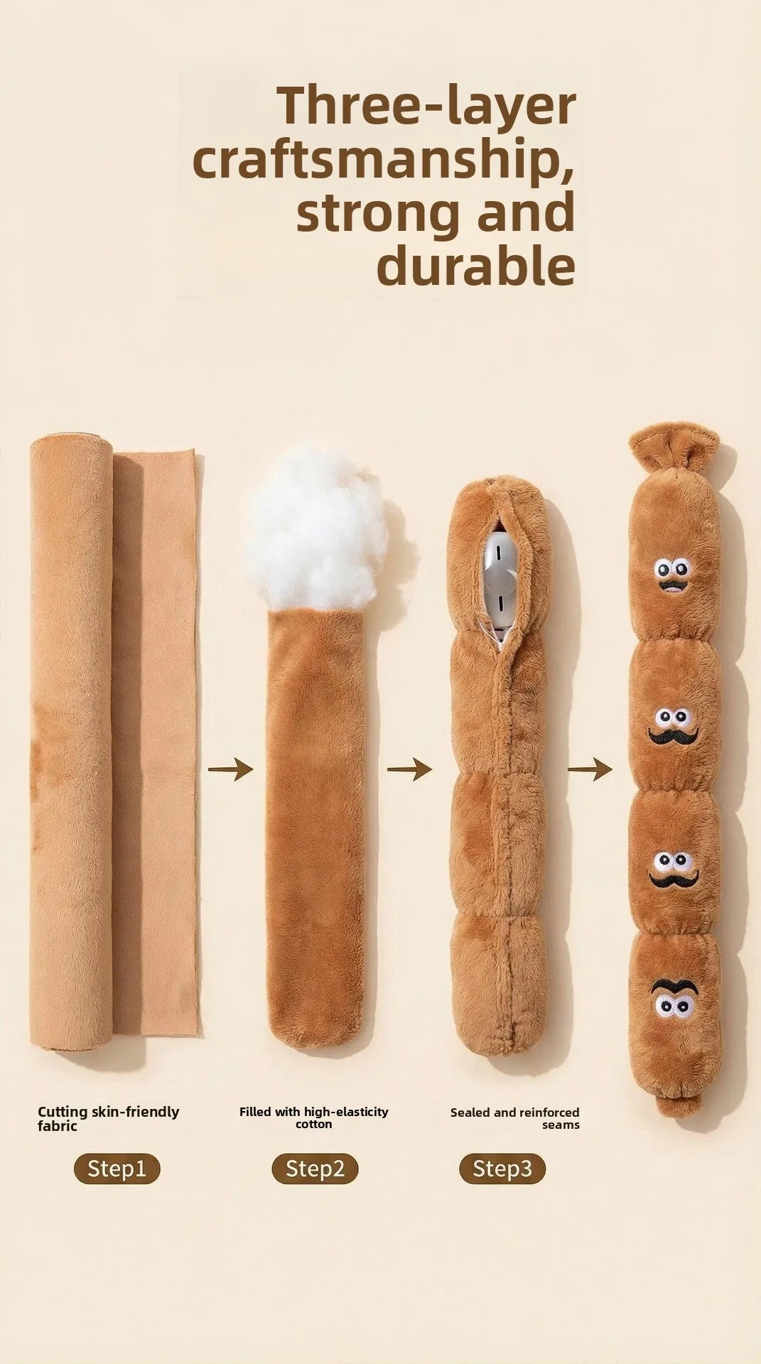 Squeaky Sausage Plush Chew Toy for Dogs