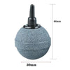 A grey aquarium air stone with a black nozzle, measuring 30mm in diameter and 44mm in height.