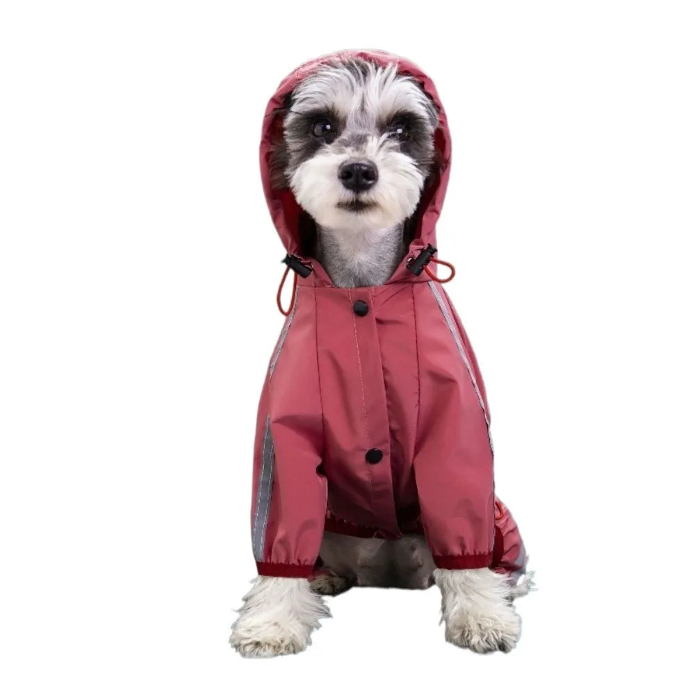 Waterproof Dog Raincoat with Reflective Hood and Leash Opening