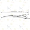 A pair of professional curved pet grooming scissors with a 7.5-inch blade shown against a white background.