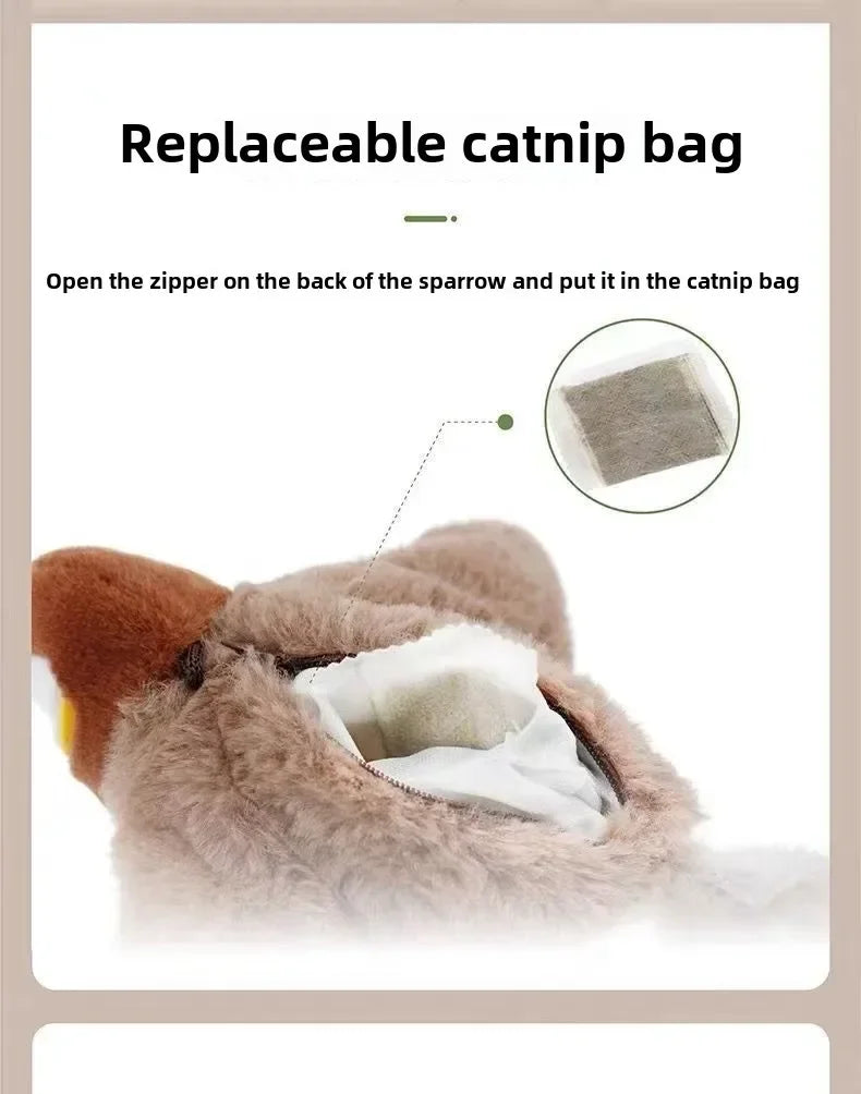 Rechargeable Chirping Bird Cat Toy with Catnip