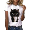 Camiseta de Verano para Mujer con Estampa Graciosa de Gato