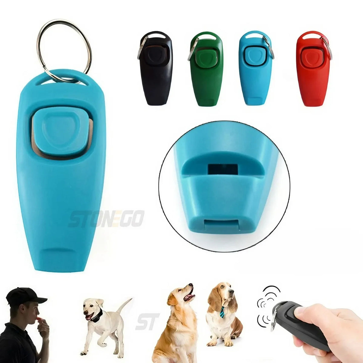 2-in-1 Dog Training Clicker and Whistle with Keyring