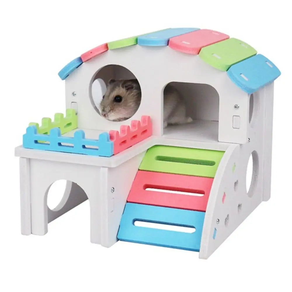 Rainbow Staircase Wooden Hamster House with DIY Assembly Kit