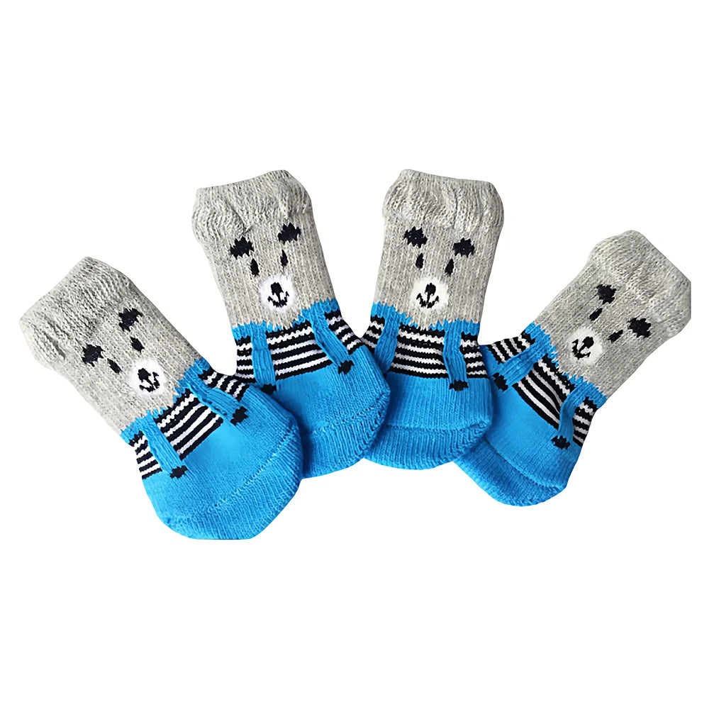 Non-Slip Cotton Pet Socks for Dogs & Cats (4-Pack)