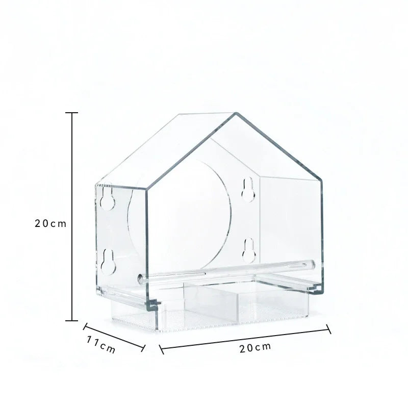 Clear Acrylic Bird Feeder with Suction Cup Window Mount