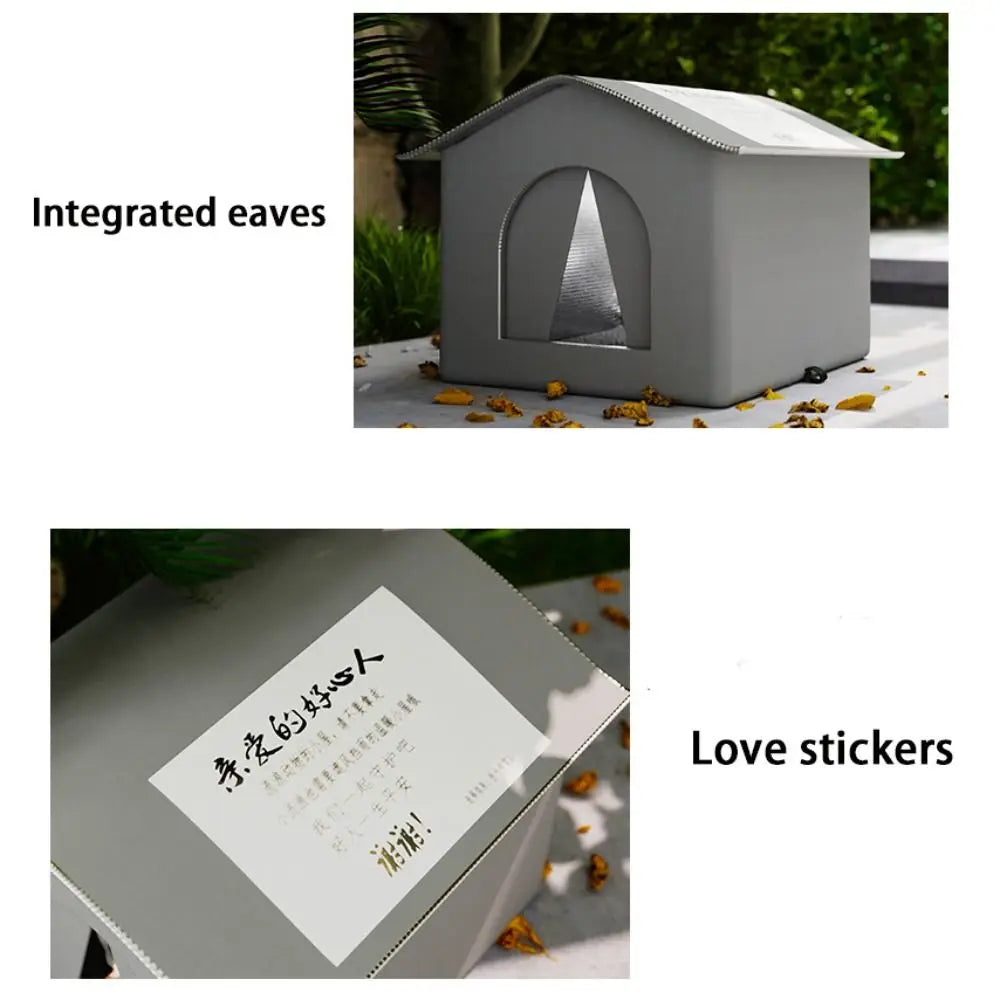 Foldable Waterproof Insulated Cat House with Thermal Lining