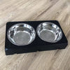 Adjustable Raised Dog Bowls with Stainless Steel Double Feeder