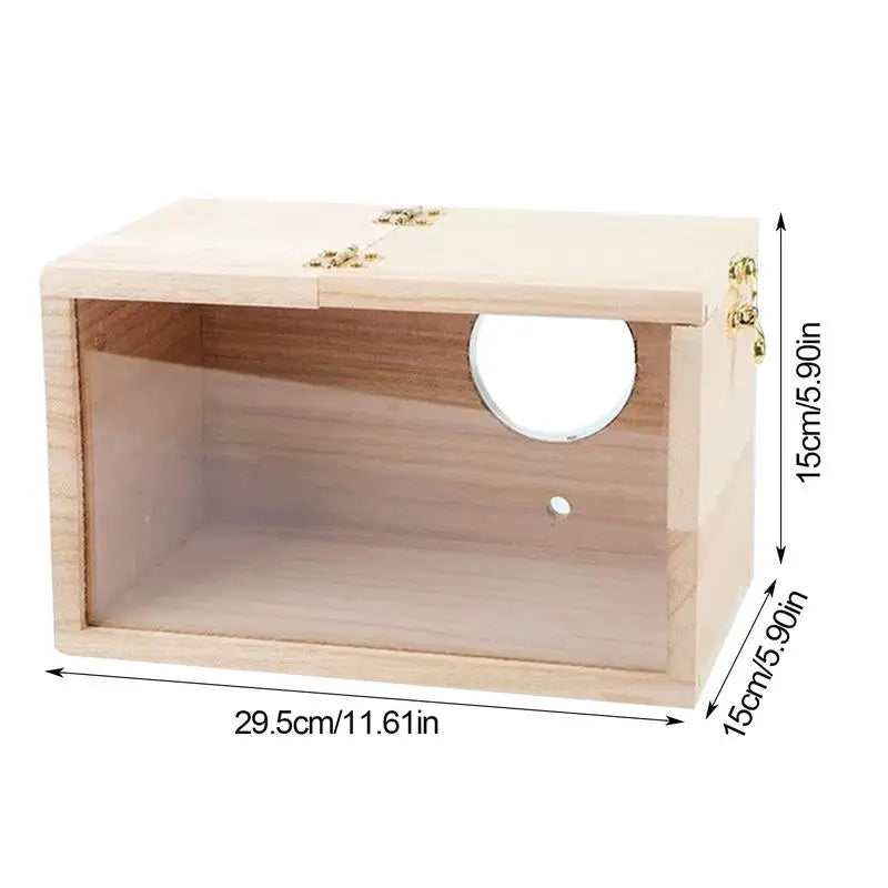 Natural Wood Bird Nesting Box with Viewing Window