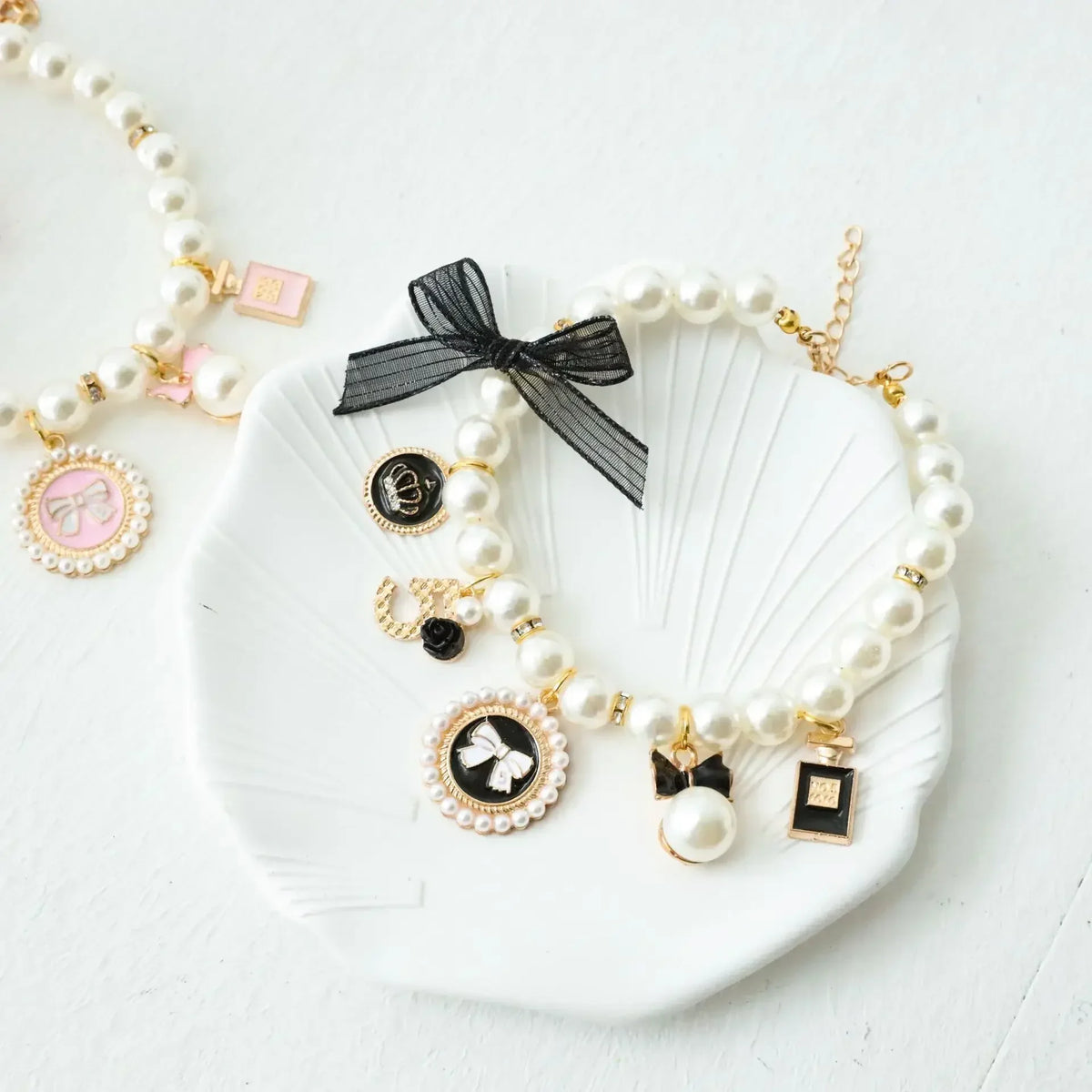 Pearl Bow Rhinestone Pet Collar for Small Dogs and Cats