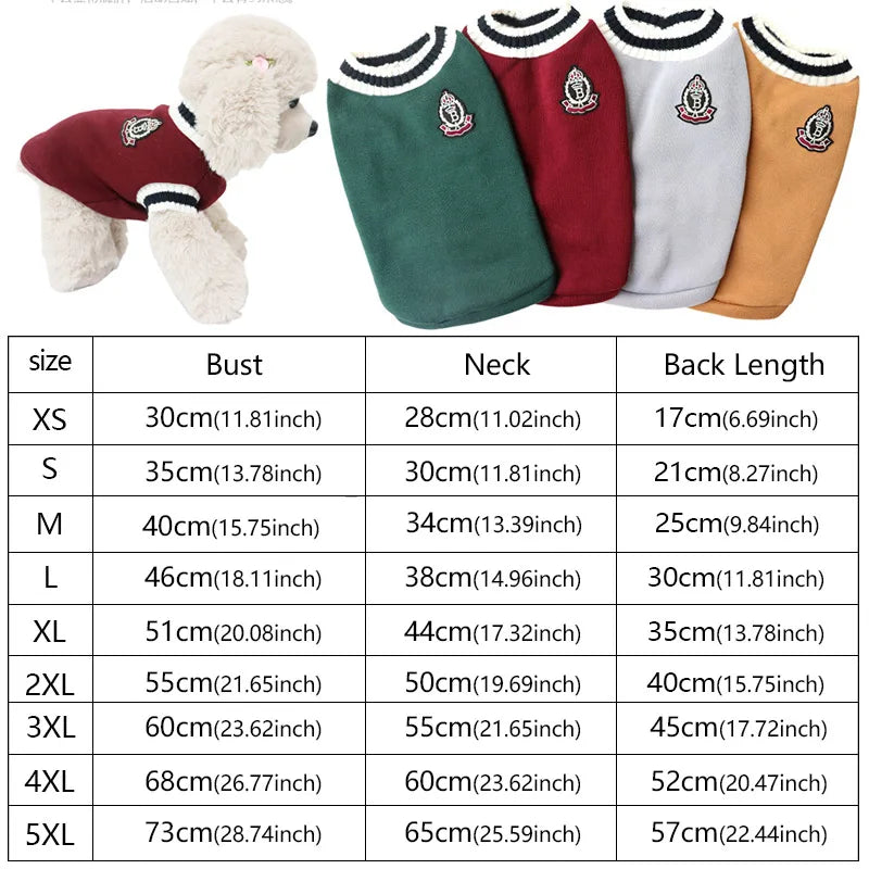 Classic V-Neck Knit Dog Sweater for Fall & Winter