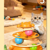 Interactive Cat Turntable Toy with Feather Wand and Rolling Ball