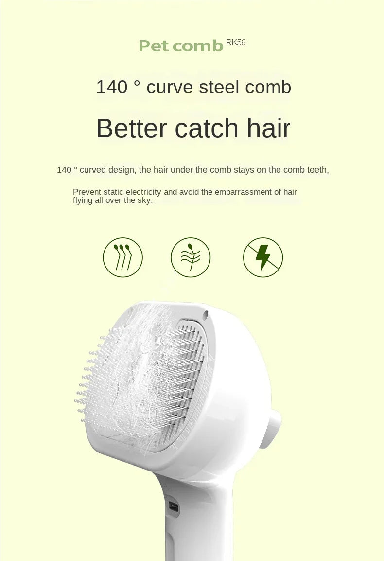 Brosse de toilettage électrique 3-en-1 pour animaux avec vapeur et massage
