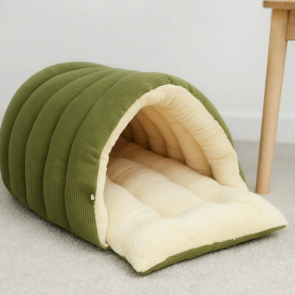 Cozy Plush Cat Cave Bed with Removable Washable Cover