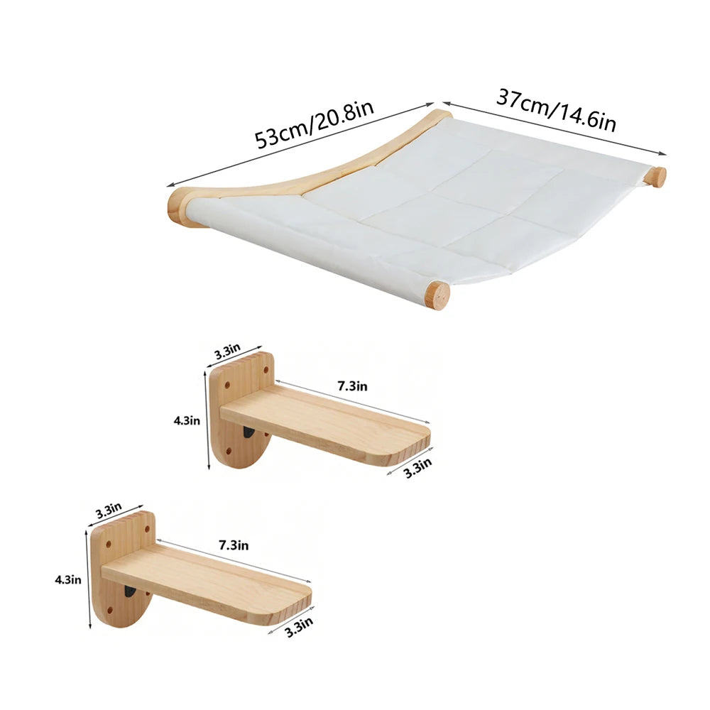 Wall-Mounted Cat Hammock Set with Climbing Shelves and Sisal Scratching Posts